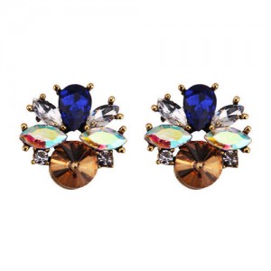 Rhinestone Mini Fashion Korean Style Women Wholesale Stud Earrings - Brown
