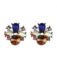 Rhinestone Mini Fashion Korean Style Women Wholesale Stud Earrings - Brown