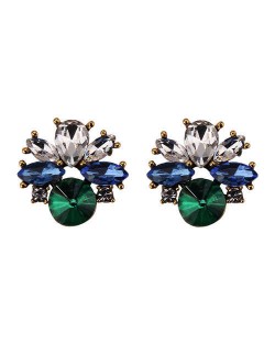 Rhinestone Mini Fashion Korean Style Women Wholesale Stud Earrings - Green