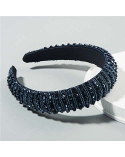 Beads Embellished High Quality Bold Korean Fashion Women Wholesale Hair Hoop - Royal Blue