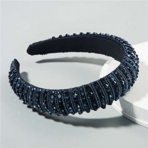 Beads Embellished High Quality Bold Korean Fashion Women Wholesale Hair Hoop - Royal Blue