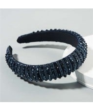Beads Embellished High Quality Bold Korean Fashion Women Wholesale Hair Hoop - Royal Blue