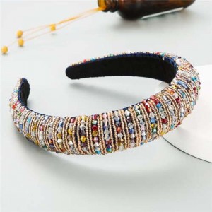 Beads Embellished High Quality Bold Korean Fashion Women Wholesale Hair Hoop - Multicolor