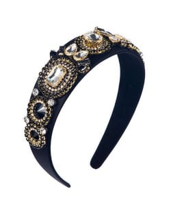 Luxurious Fashion Baroque Style Online Celebrities Choice Women Hair Hoop - Black