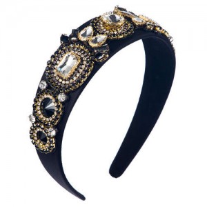 Luxurious Fashion Baroque Style Online Celebrities Choice Women Hair Hoop - Black