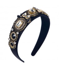 Luxurious Fashion Baroque Style Online Celebrities Choice Women Hair Hoop - Black