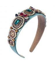 Luxurious Fashion Baroque Style Online Celebrities Choice Women Hair Hoop - Blue