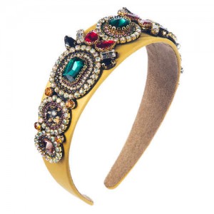 Luxurious Fashion Baroque Style Online Celebrities Choice Women Hair Hoop - Yellow