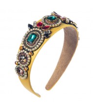 Luxurious Fashion Baroque Style Online Celebrities Choice Women Hair Hoop - Yellow
