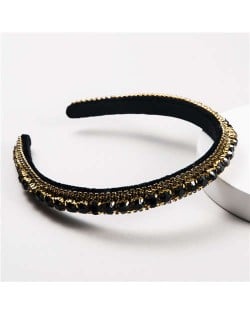 Graceful Rhinestone Inlaid High Fashion Women Hair Hoop/ Headband - Black