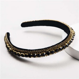 Graceful Rhinestone Inlaid High Fashion Women Hair Hoop/ Headband - Black