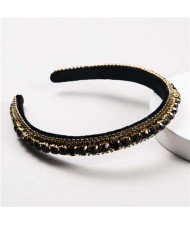 Graceful Rhinestone Inlaid High Fashion Women Hair Hoop/ Headband - Black