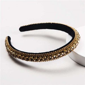Graceful Rhinestone Inlaid High Fashion Women Hair Hoop/ Headband - Yellow