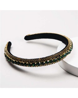 Graceful Rhinestone Inlaid High Fashion Women Hair Hoop/ Headband - Green