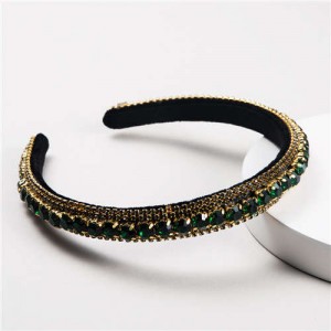 Graceful Rhinestone Inlaid High Fashion Women Hair Hoop/ Headband - Green
