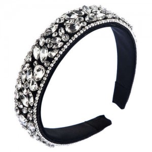 Assorted Rhinestone Embellished U.S. High Fashion Women Wholesale Hair Hoop/ Headband - White
