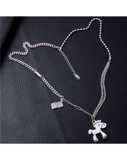 Hip Hop Fashion Horse and Dollar Note Pendants High Fashion Alloy Costume Wholesale Necklace