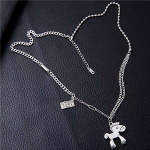 Hip Hop Fashion Horse and Dollar Note Pendants High Fashion Alloy Costume Wholesale Necklace