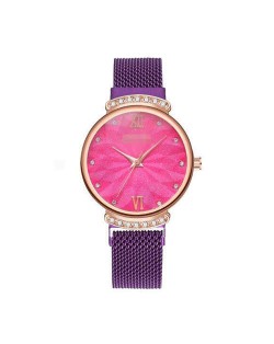 Abstract Flower Index Shining Rhinestone Fashion Women Wrist Watch