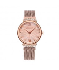 Abstract Flower Index Shining Rhinestone Fashion Women Wrist Watch