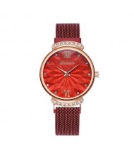 Abstract Flower Index Shining Rhinestone Fashion Women Wrist Watch