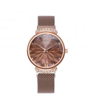 Abstract Flower Index Shining Rhinestone Fashion Women Wrist Watch