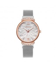 Abstract Flower Index Shining Rhinestone Fashion Women Wrist Watch