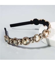 Baroque Style Shining Glass Gems Bridal Fashion Women Headband/ Hairhoop - Champagne
