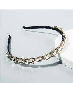 Korean Fashion Glistening Gems Vintage Style Women Hair Hoop - White