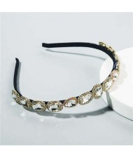 Korean Fashion Glistening Gems Vintage Style Women Hair Hoop - White