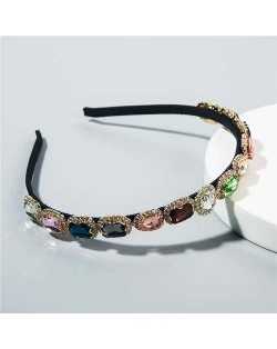 Korean Fashion Glistening Gems Vintage Style Women Hair Hoop - Multicolor