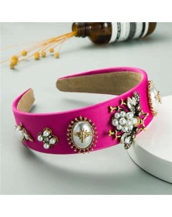 Baroque Fashion Bee and Floral Pattern Women Headband/ Hair Hoop - Rose