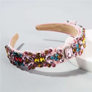 Creative Rhinestone Floral Pattern Baroque Style Women Hair Hoop - Multicolor