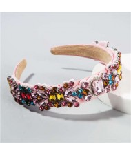 Creative Rhinestone Floral Pattern Baroque Style Women Hair Hoop - Multicolor