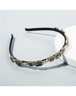 European and U.S. Vintage Fashion Rhinestone Women Hair Hoop - Black