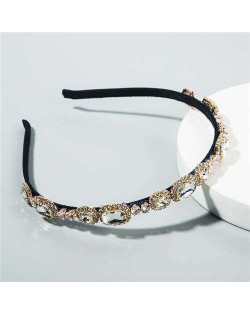 European and U.S. Vintage Fashion Rhinestone Women Hair Hoop - White