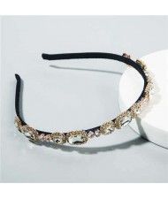 European and U.S. Vintage Fashion Rhinestone Women Hair Hoop - White