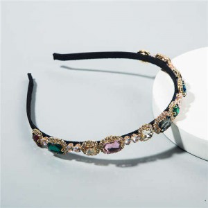 European and U.S. Vintage Fashion Rhinestone Women Hair Hoop - Multicolor