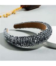 Luxurious Style Crystal Beads Decorated Sponge Women Hair Hoop/ Headband - Dark Gray