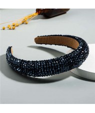 Luxurious Style Crystal Beads Decorated Sponge Women Hair Hoop/ Headband - Dark Blue