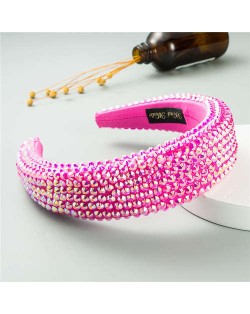 Resin Beads Shining Design Sponge Bold Fashion Women Hair Hoop - Rose