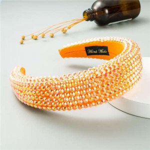 Resin Beads Shining Design Sponge Bold Fashion Women Hair Hoop - Orange