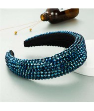 Resin Beads Shining Design Sponge Bold Fashion Women Hair Hoop - Royal Blue