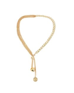 Eye Pendant and Tassel Balls Triple Layers Creative Style Women Fashion Necklace - Golden