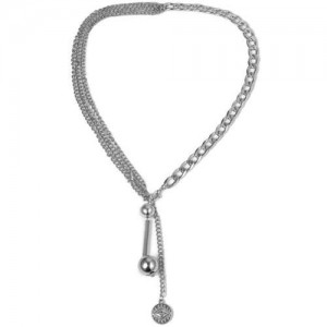 Eye Pendant and Tassel Balls Triple Layers Creative Style Women Fashion Necklace - Silver