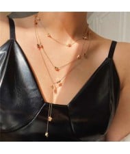 Golden Hearts Multi-layer Internet Celebrity Preferred High Fashion Women Alloy Wholesale Necklace