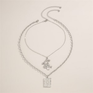Dragon and Butterfly Pendants Multi-layer Hip Hop Fashion Women Alloy Necklace