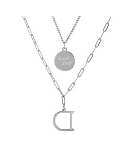 Alphabet and Good Luck Pendant Dual Layers High Fashion Women Costume Necklace