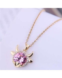 Lucky Ox Design Korean Fashion Women Alloy Necklace - Rose