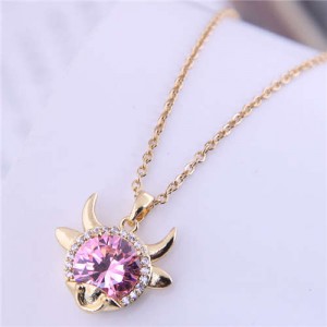 Lucky Ox Design Korean Fashion Women Alloy Necklace - Rose